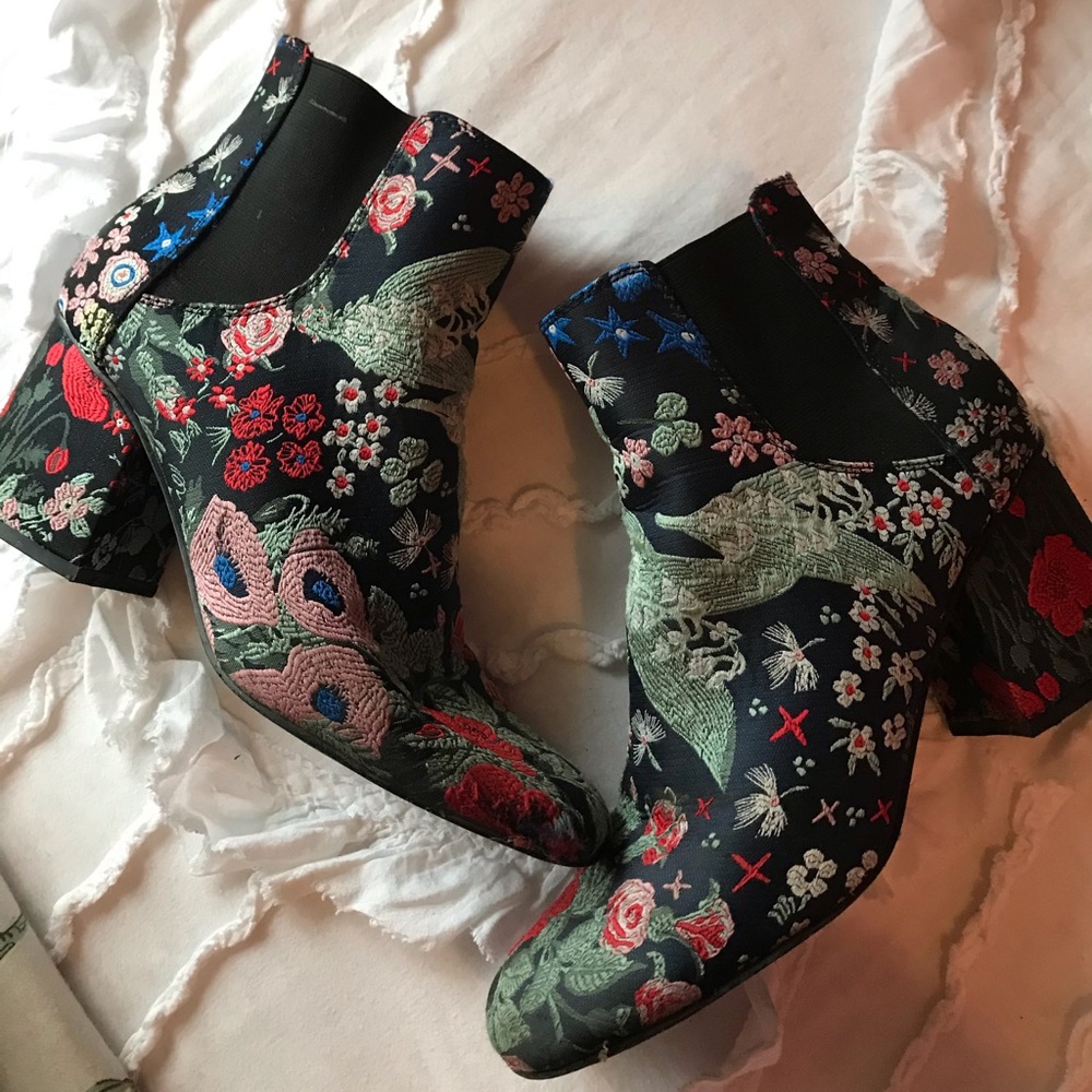 Embroidered ankle boots
